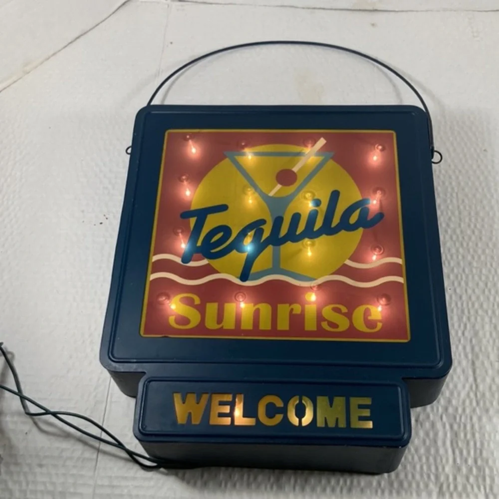 Vintage Light Up Tequila Sunrise Welcome Hanging Sign